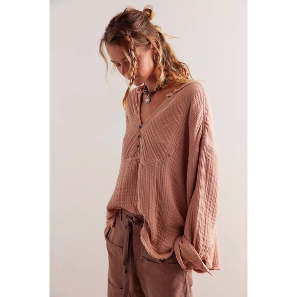 Free People We The Free Easy Sunday Pullover Shirt Tunic Top Oversized M 278319 - Picture 1 of 9